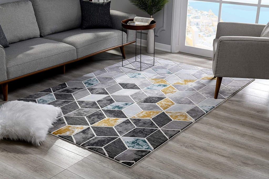 8' X 10' Gray Geometric Power Loom Area Rug-6