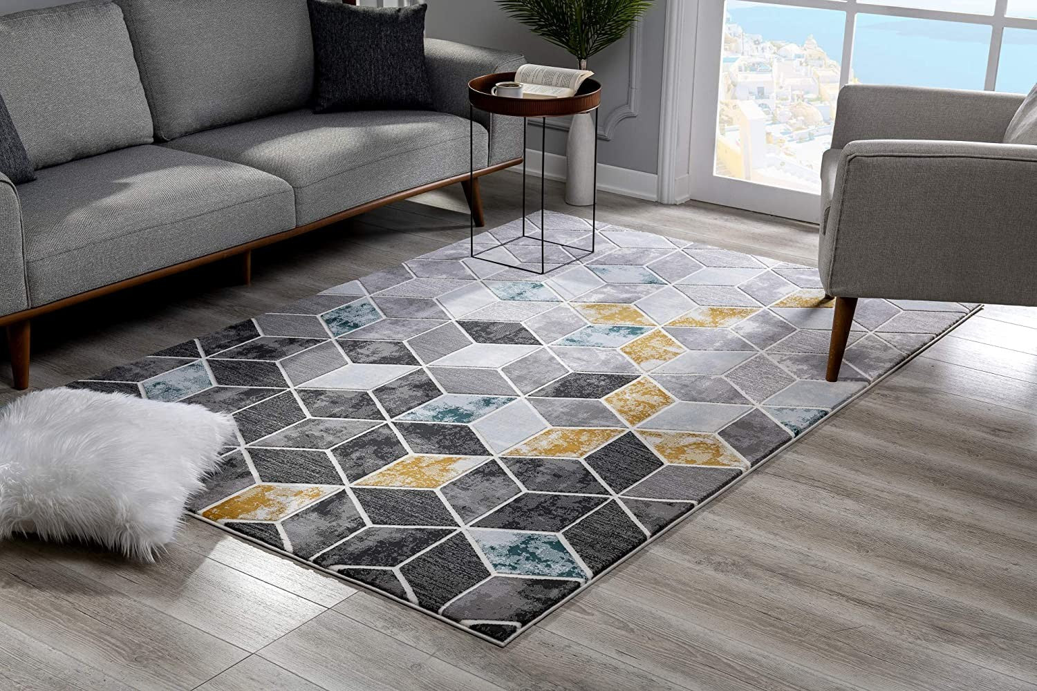 8' X 10' Gray Geometric Power Loom Area Rug-6