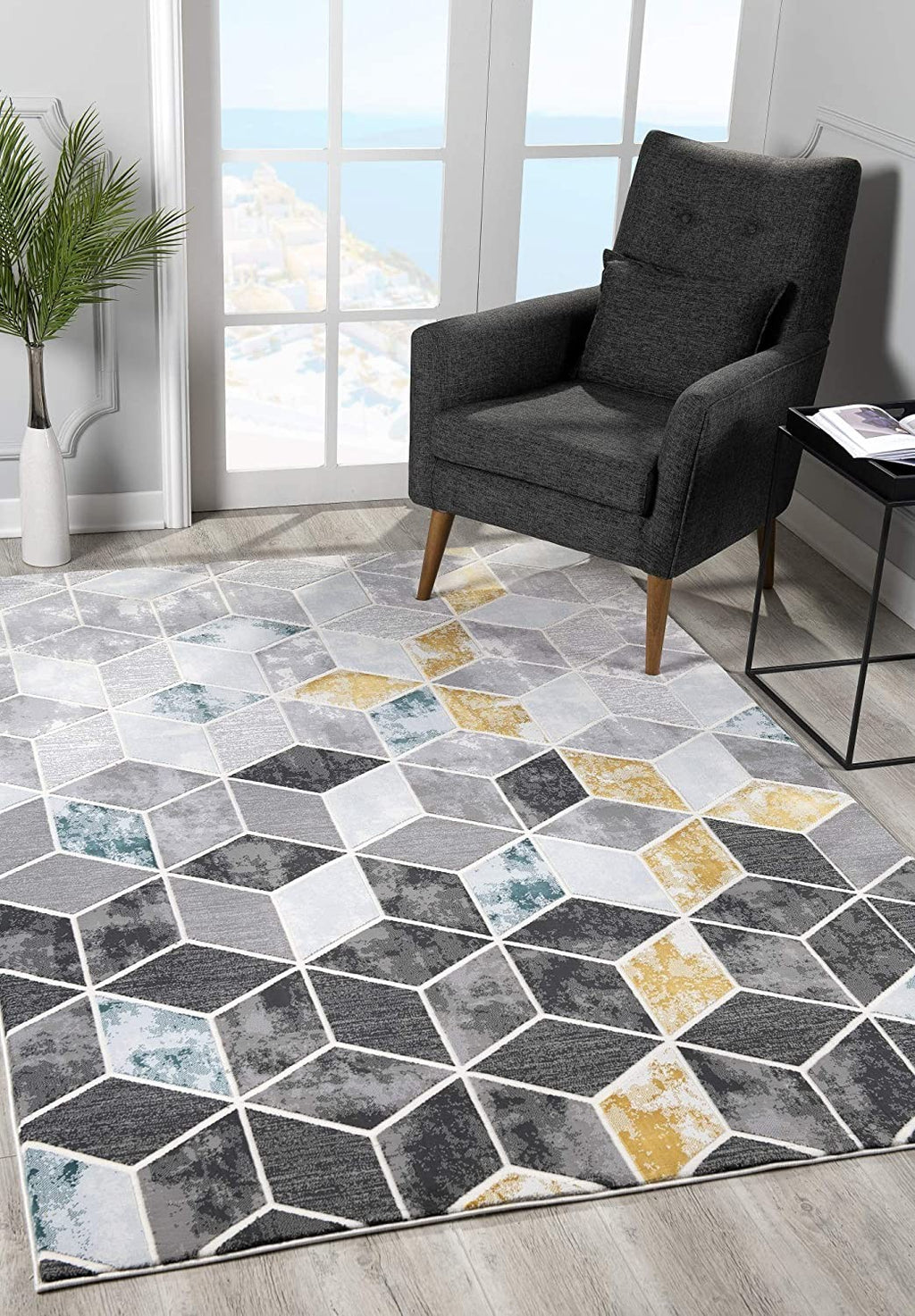 8' X 10' Gray Geometric Power Loom Area Rug-7