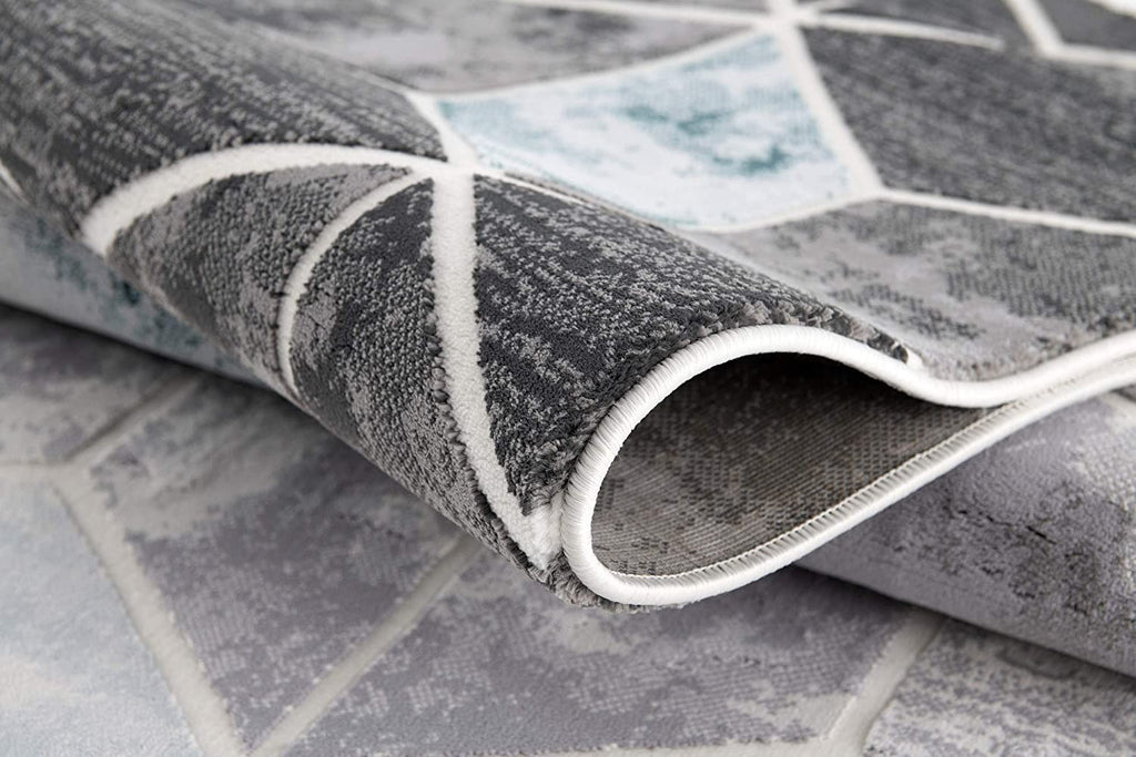8' X 10' Gray Geometric Power Loom Area Rug-5