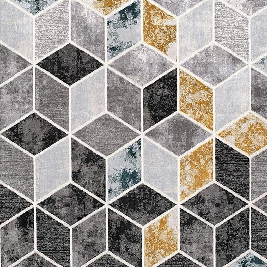 8' X 10' Gray Geometric Power Loom Area Rug-3