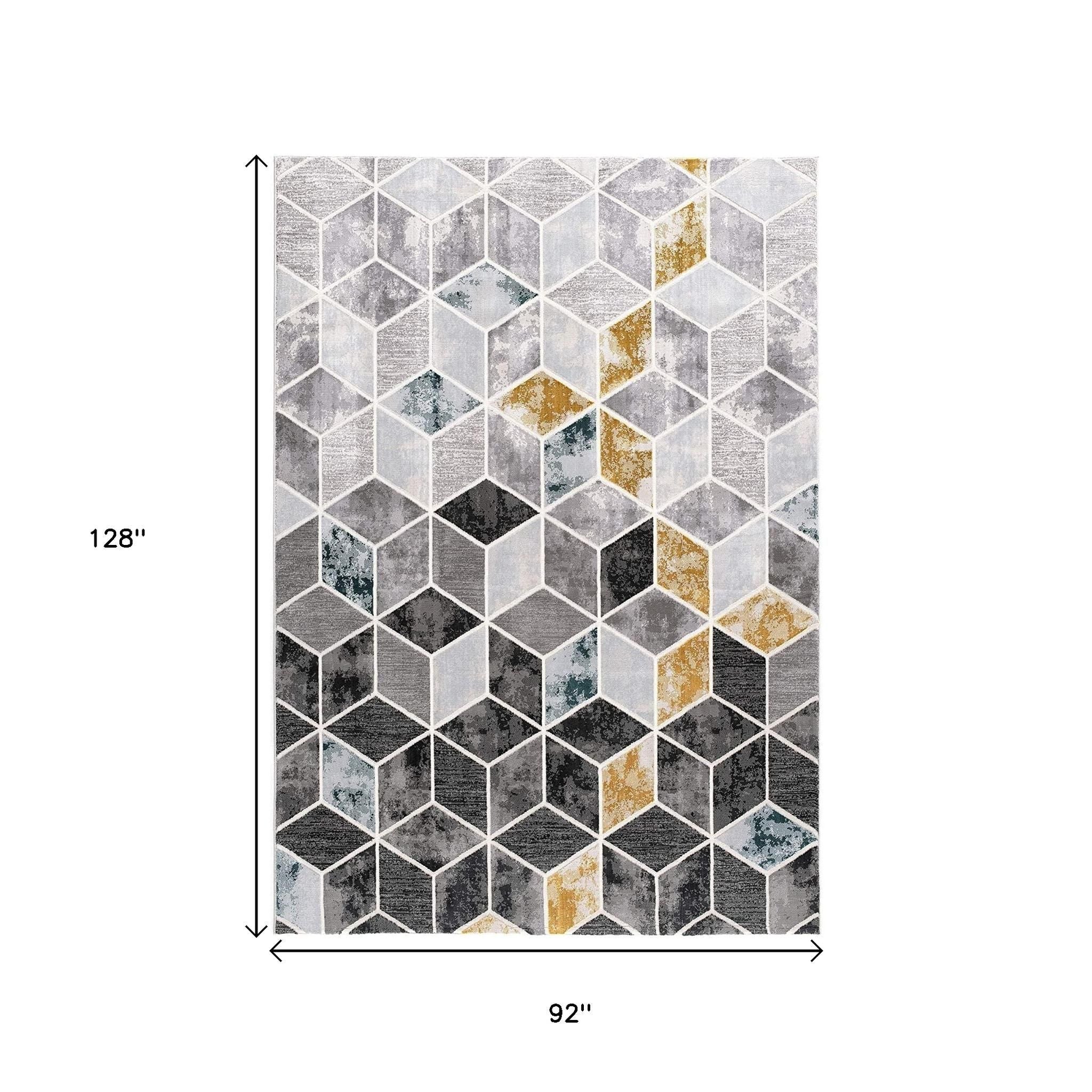 8' X 10' Gray Geometric Power Loom Area Rug-2