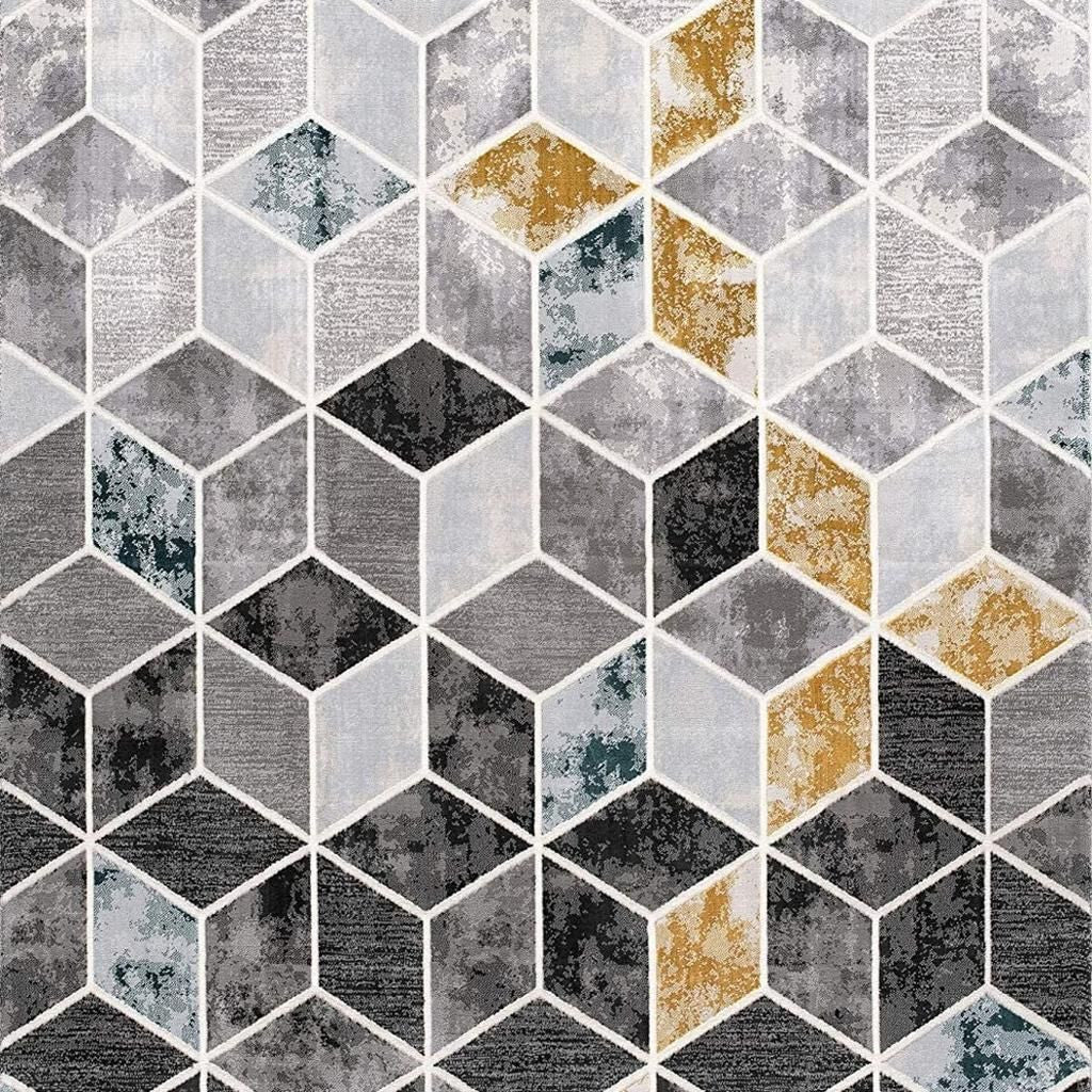 8' X 10' Gray Geometric Power Loom Area Rug-4