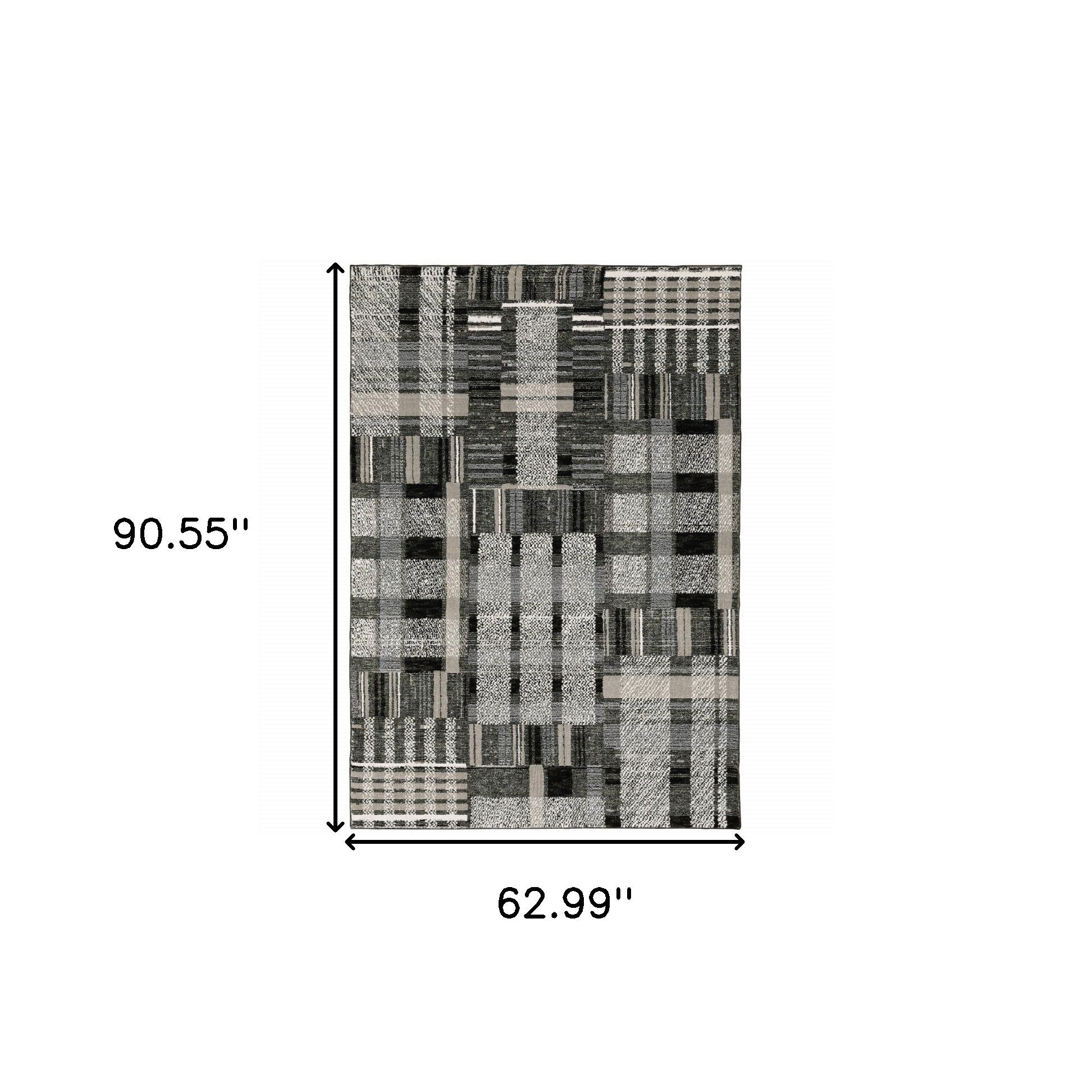 5' X 7' Gray and Black Geometric Power Loom Area Rug