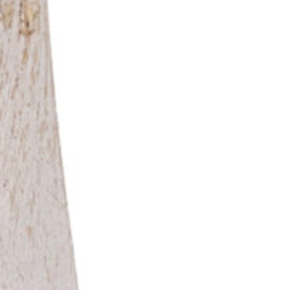 10" Beige Cylinder Solid Wood Jug Vase