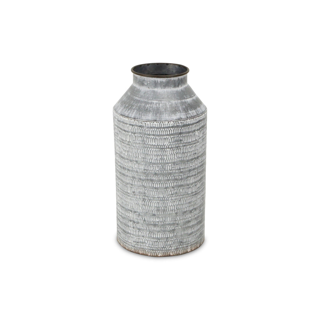 13" Gray Cylinder Metal Jug Vase-0