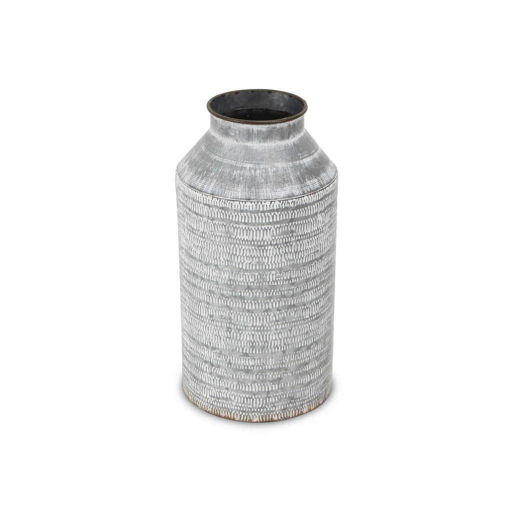 13" Gray Cylinder Metal Jug Vase-2