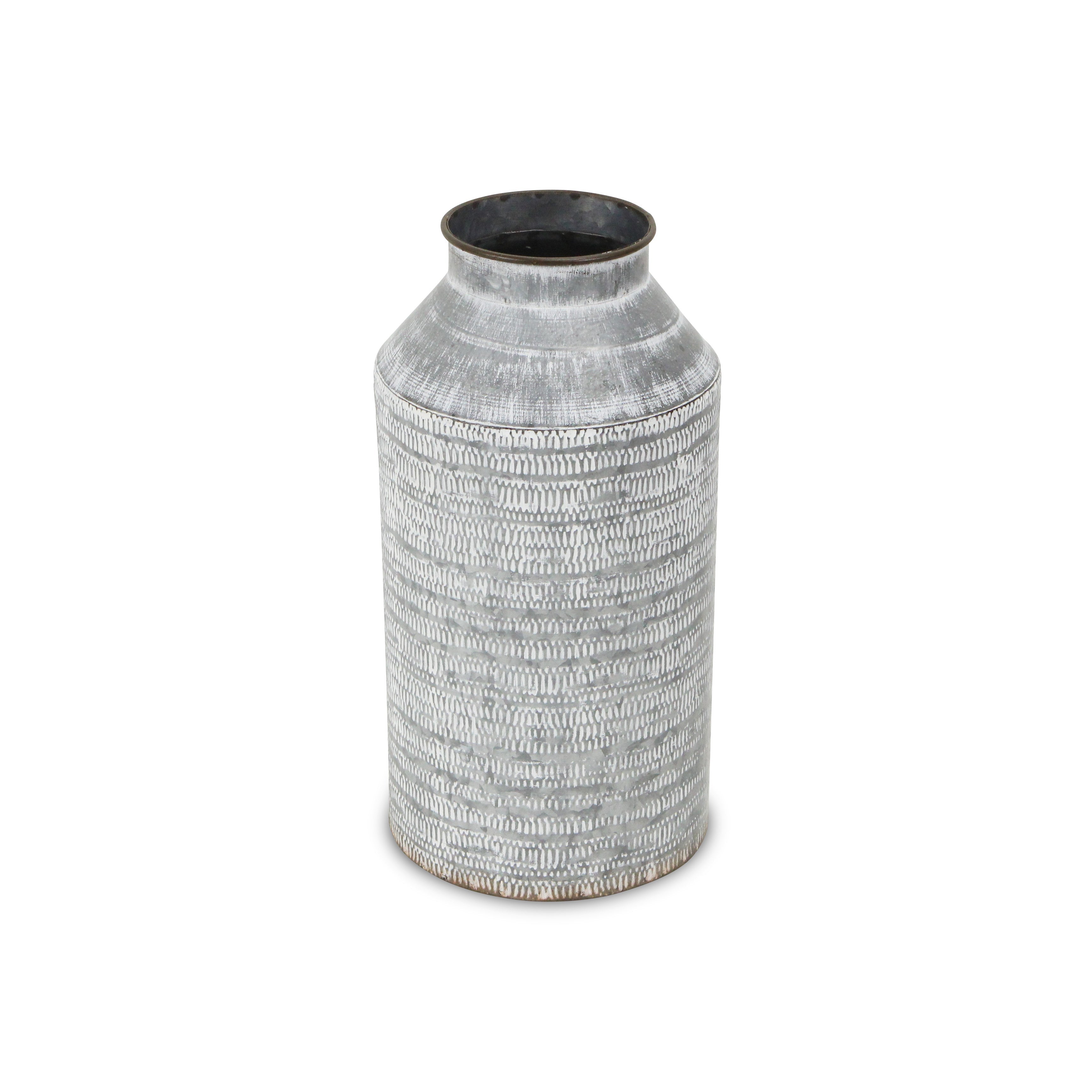 13" Gray Cylinder Metal Jug Vase-2