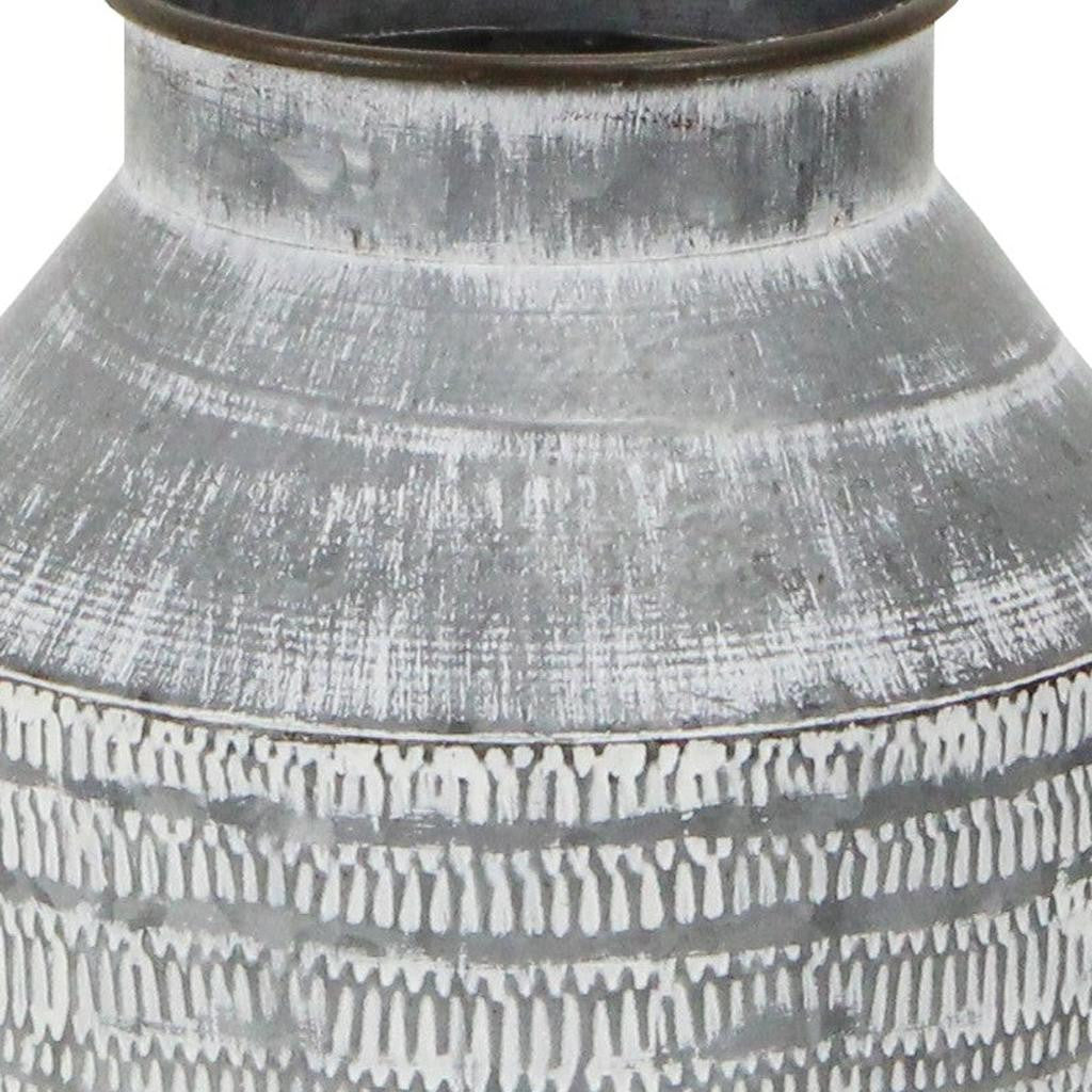 13" Gray Cylinder Metal Jug Vase-3