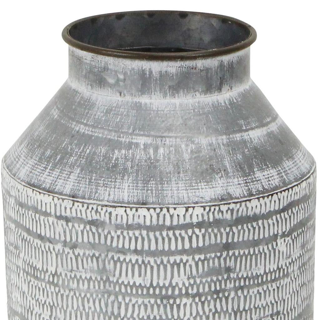 13" Gray Cylinder Metal Jug Vase-4